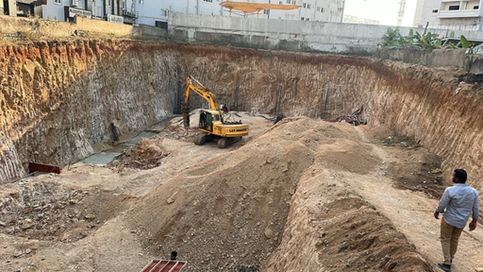 Deep excavation underway at the Karachi Commercial building site