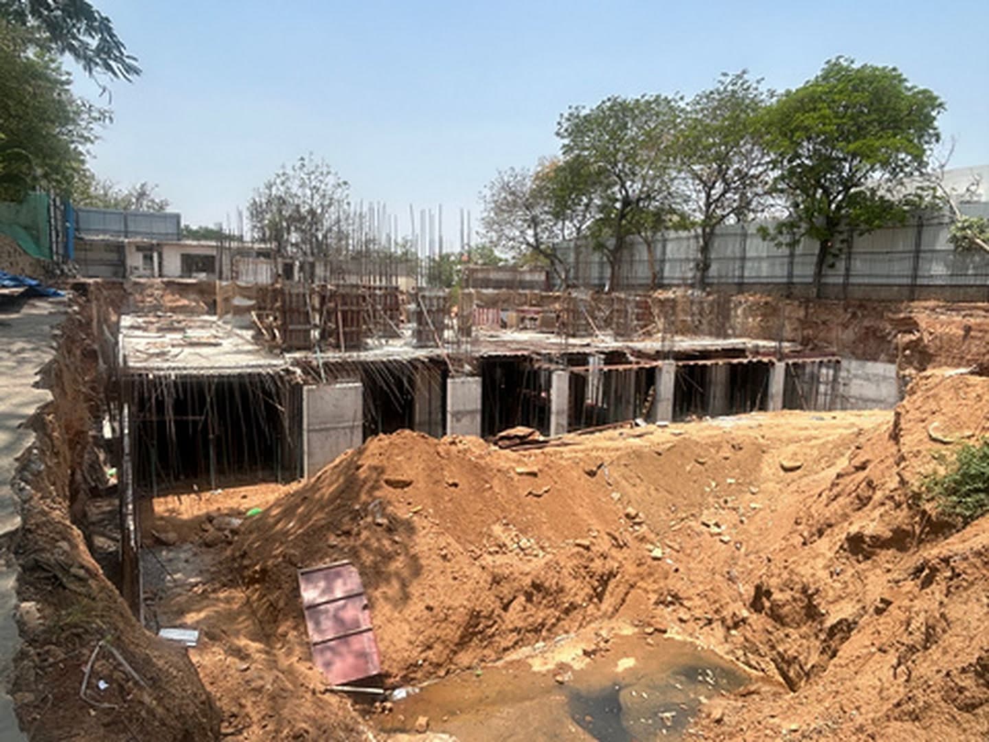 Foundation excavation and shuttering underway at the Mangalam Rise site