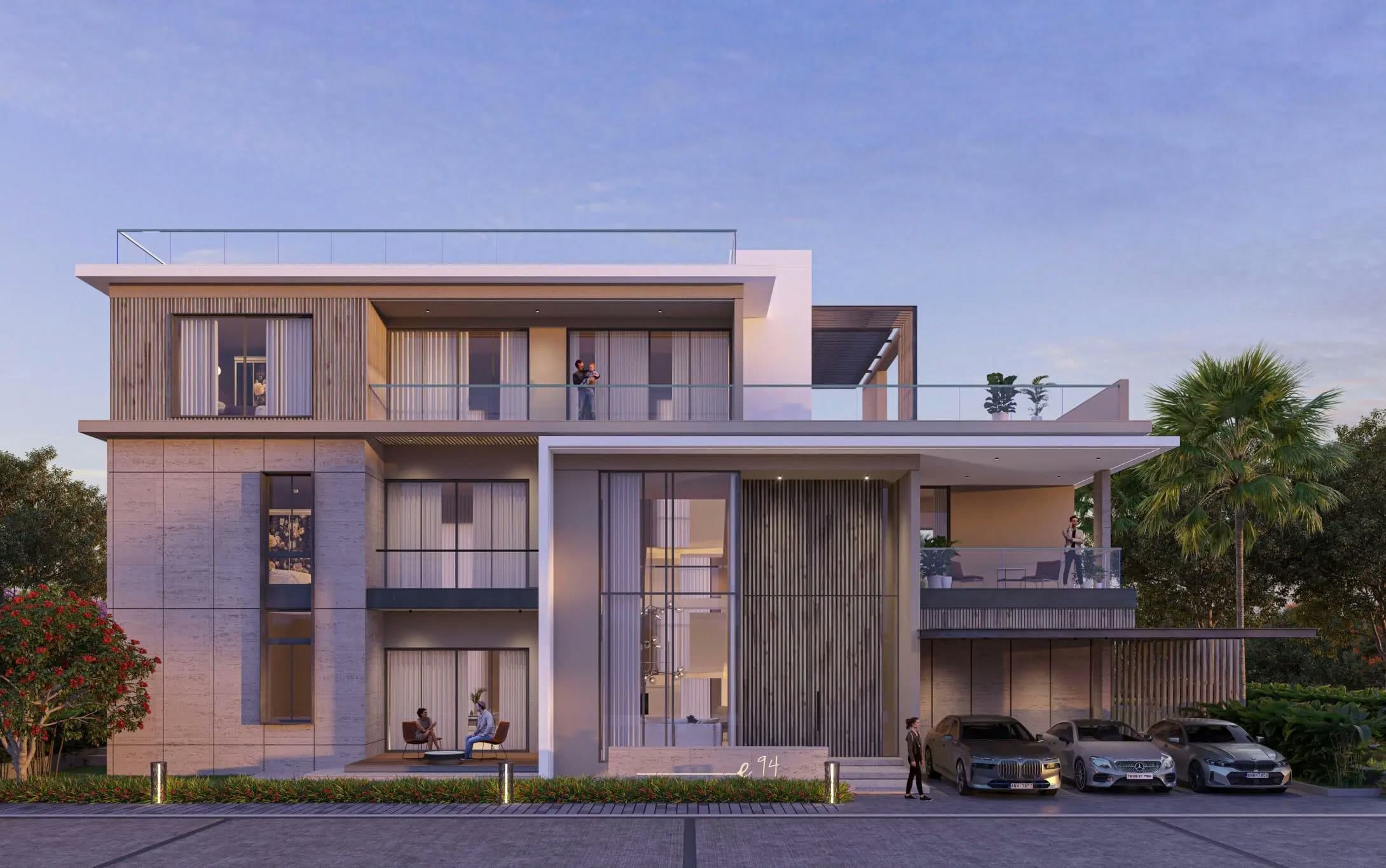 Architectural rendering of the SYLVANOR luxury villa development in Mokila, Hyderabad