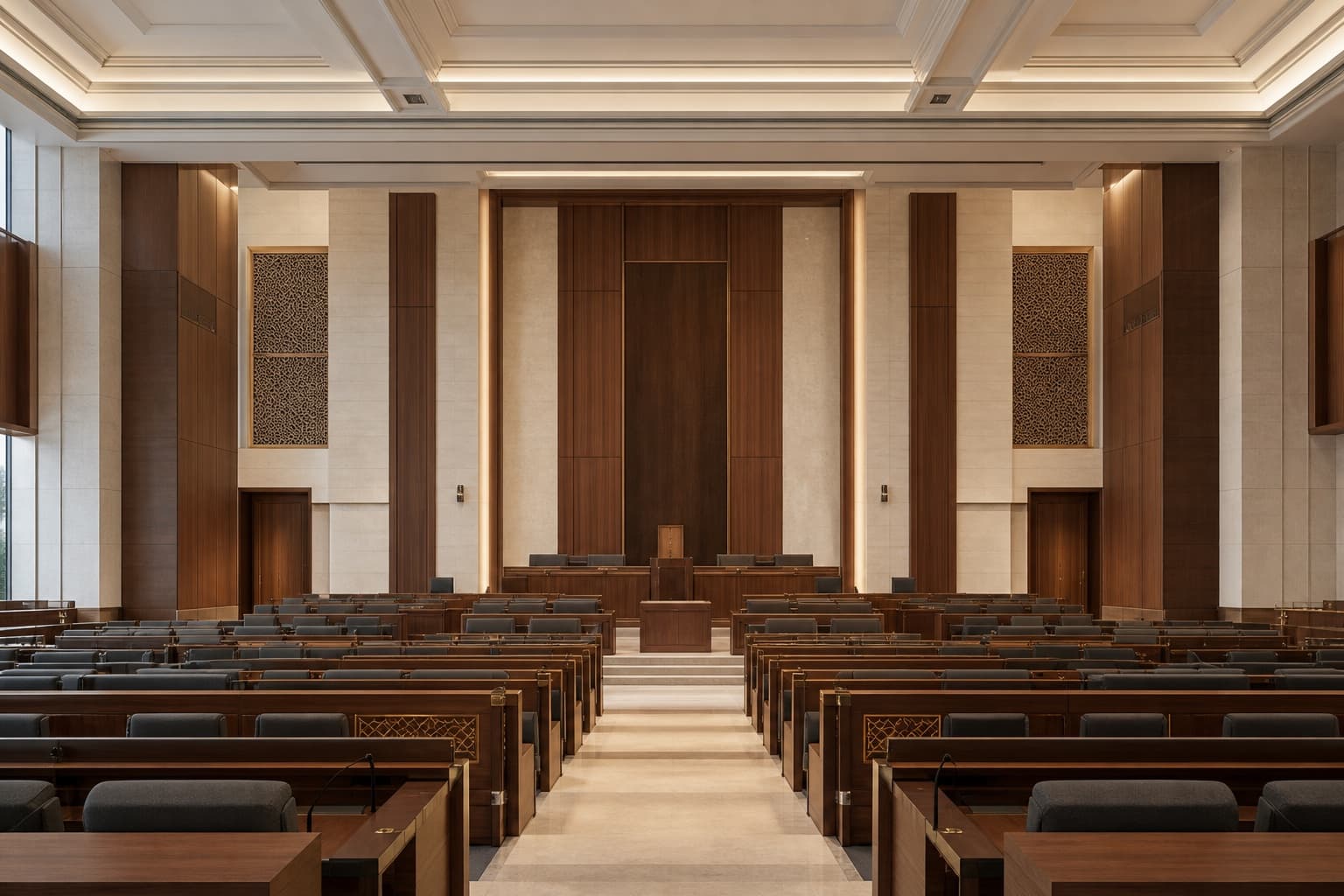 Illustrative view of a formal legislative assembly chamber